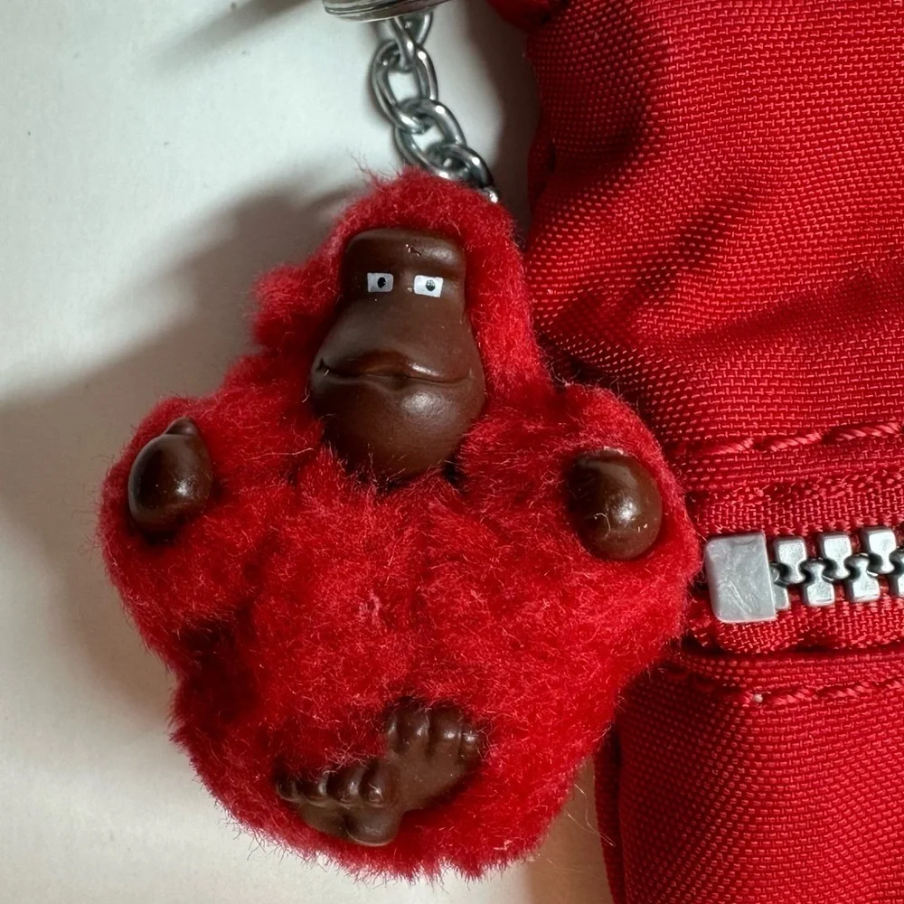 Kipling Red Crossbody Bag Small Double Outside Pockets Jaxton Gorilla Charm